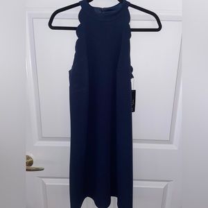NWT — Navy Dress w/ Scallop Detail